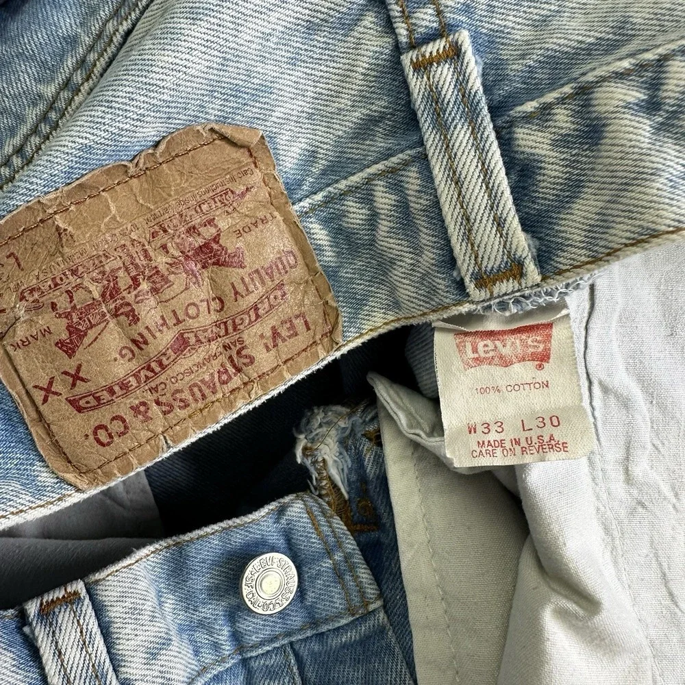 Vtg 80s Levis 501 Jeans Made USA Men 33x30 (Fits 32x28) Acid Wash Hair Band Rock